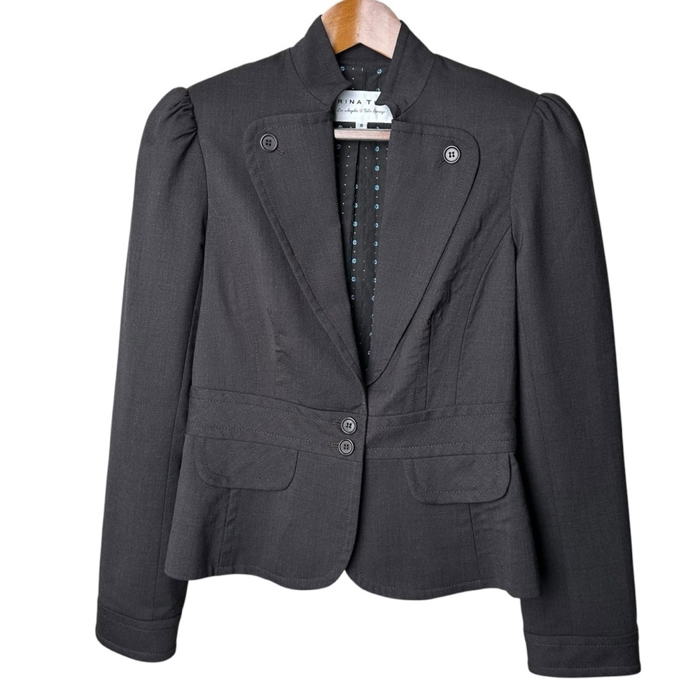 Trina Turk Size 6 Blazer Charcoal Gray Wool Blend Business Casual Feminine Soft